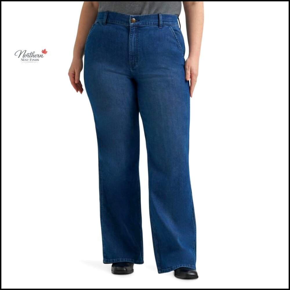 Plus Size A-Line Jeans, High Rise, Wide Leg, Stretch Denim, Women's